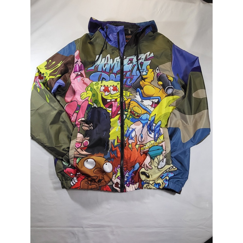 Members Only x Nickelodeon Windbreaker Jacket Mens Large SpongeBob Nick 90s Camo